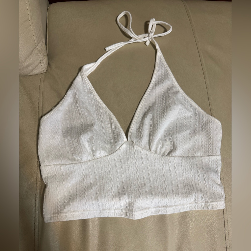 White Cropped Halter Top